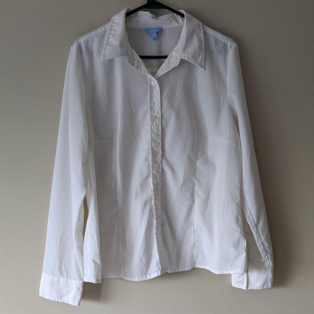 White Button Down Business Blouse